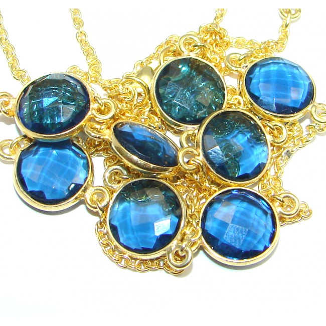 36 inches simulated Tanzanite Gold plated over Sterling Silver Necklace