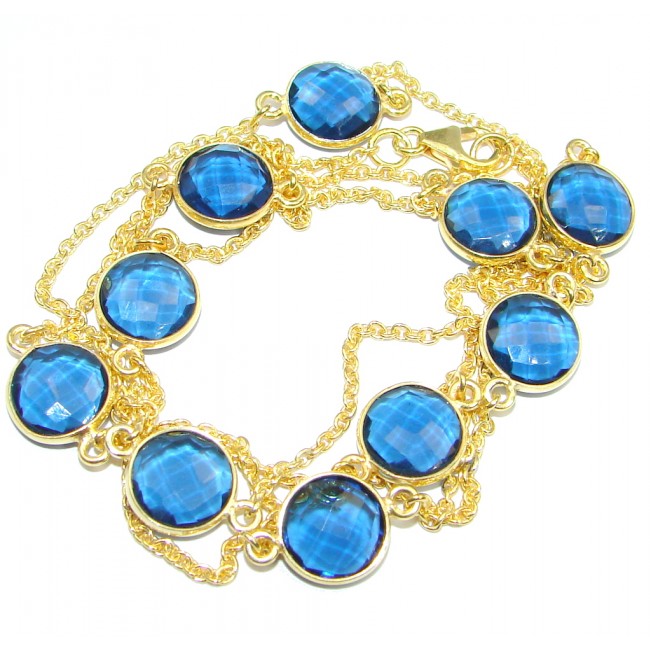 36 inches simulated Tanzanite Gold plated over Sterling Silver Necklace