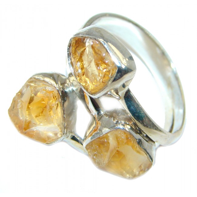 Natural Rough Citrine Sterling Silver Ring s. 9 1/2