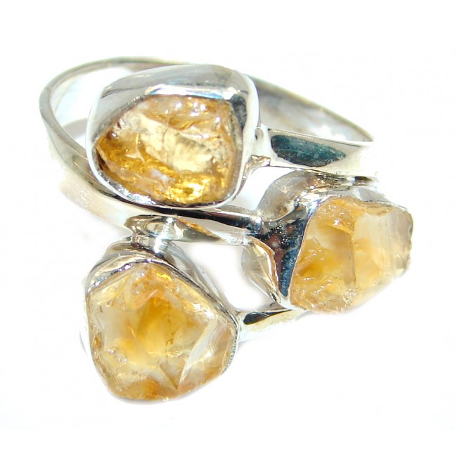 Natural Rough Citrine Sterling Silver Ring s. 9 1/2