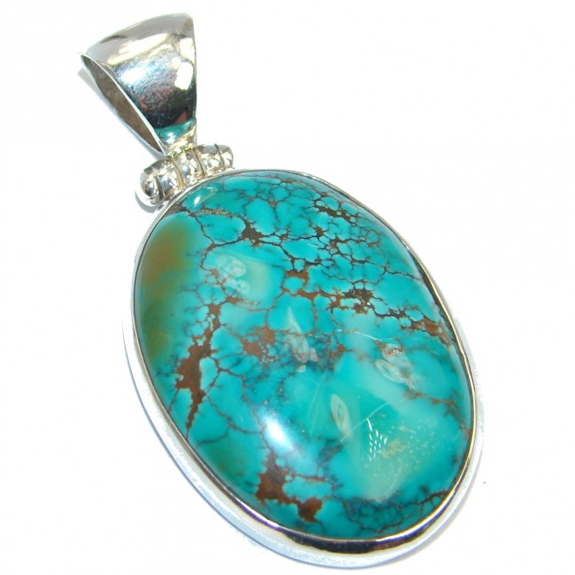 Classic Bisbee Turquoise from Arizona Sterling Silver handmade Pendant