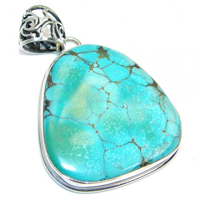 Classic Stormy Mountain Turquoise Sterling Silver handmade Pendant