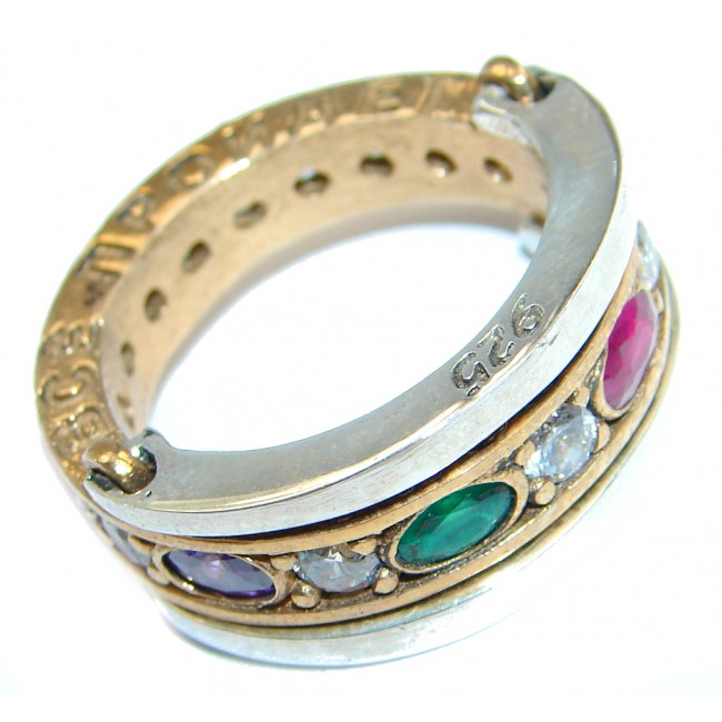 Endless Possibilities created Emerald & White Topaz Copper over Sterling Silver ring; s. 7 3/4
