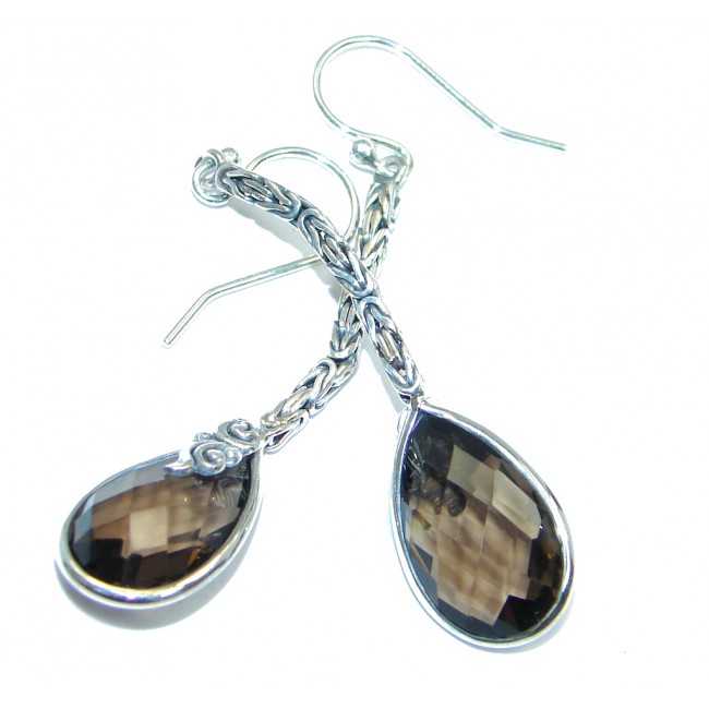 Smoky Topaz Oxidized Sterling Silver handmade earrings