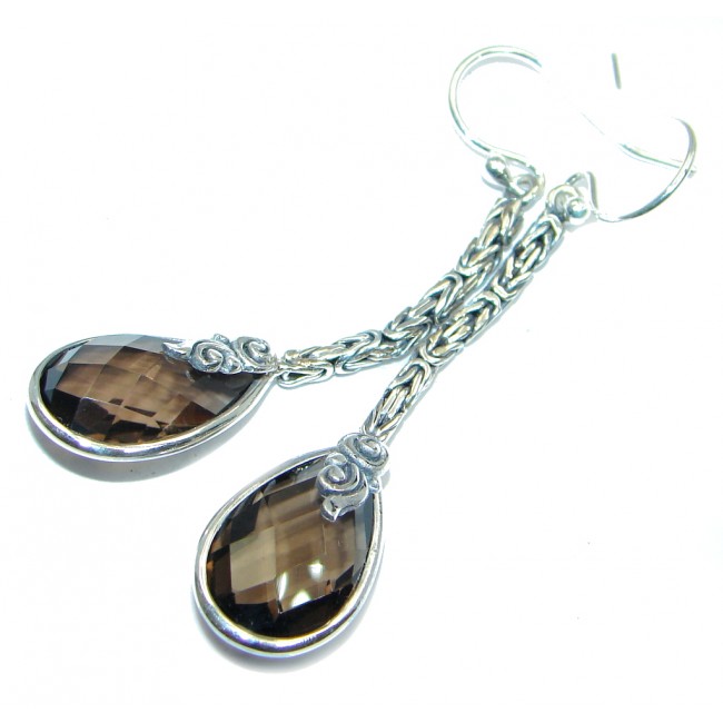 Smoky Topaz Oxidized Sterling Silver handmade earrings