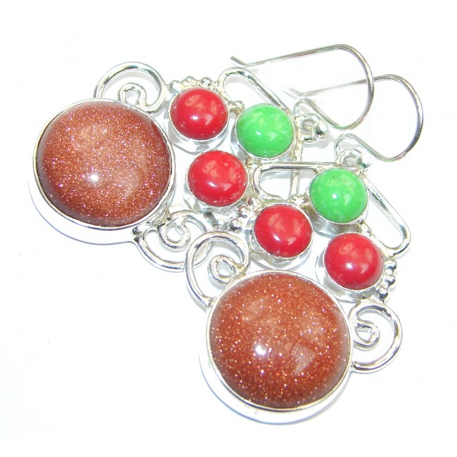 Gorgeous Red Sun Sitara Sterling Silver earrings