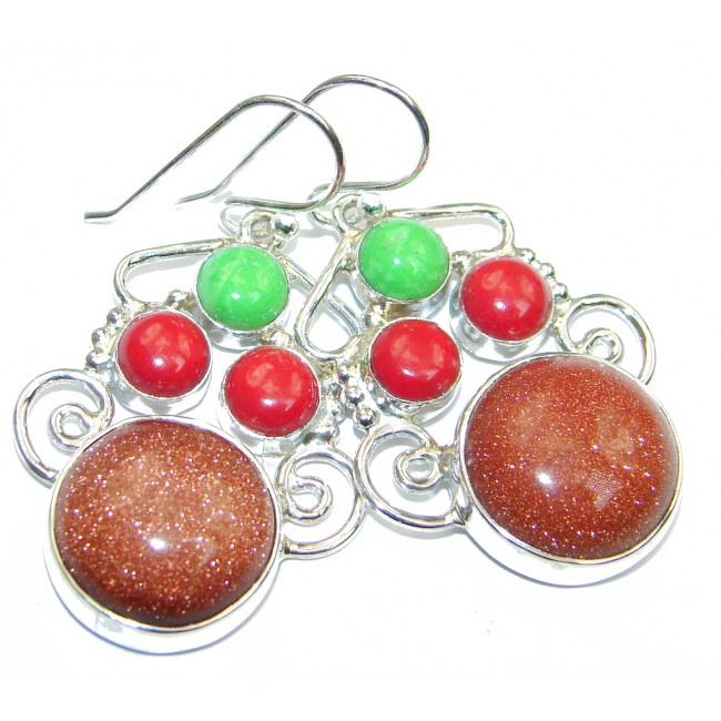 Gorgeous Red Sun Sitara Sterling Silver earrings