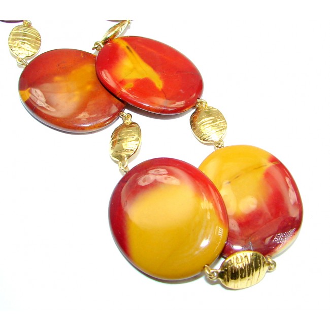Huge Genuine Australian Mookaite Gold plated over Sterling Silver handmade necklace