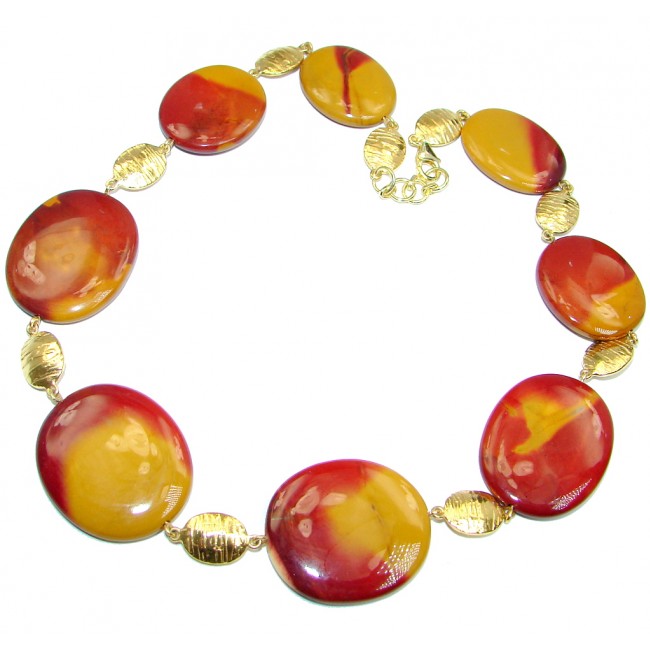 Huge Genuine Australian Mookaite Gold plated over Sterling Silver handmade necklace