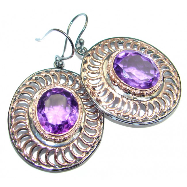 simulated Amethyst Rose Gold Rhodium plated over Sterling Silver handmade earrings