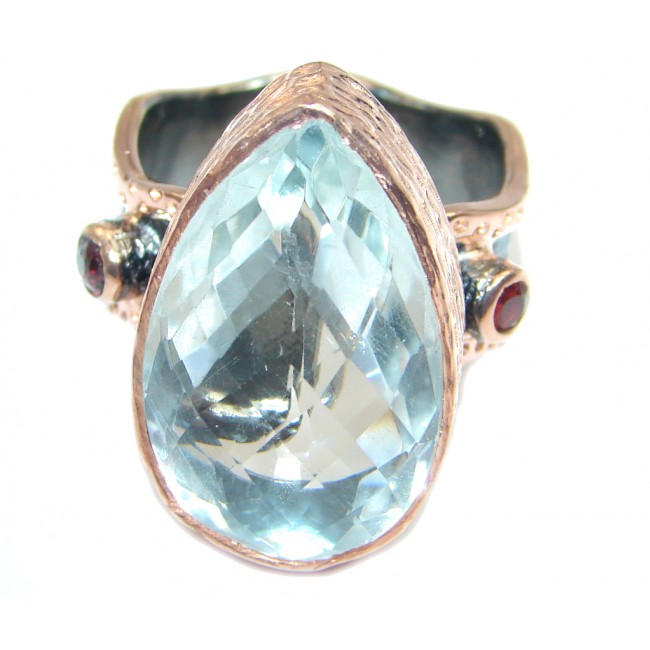 Vintage Style White Topaz Rose Gold Rhodium plated overSterling Silver ring; s. adjustable