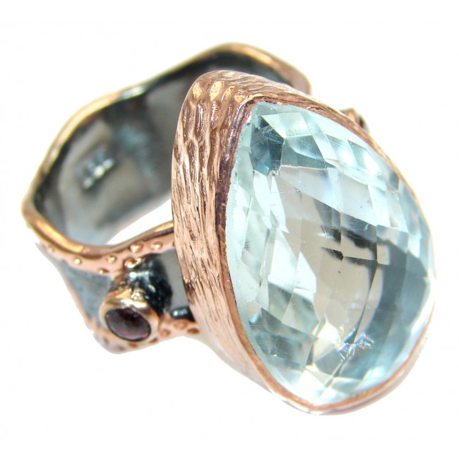 Vintage Style White Topaz Rose Gold Rhodium plated overSterling Silver ring; s. adjustable