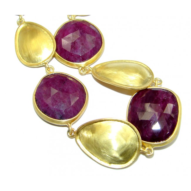 Elegant natural Ruby Gold over Sterling Silver handmade necklace