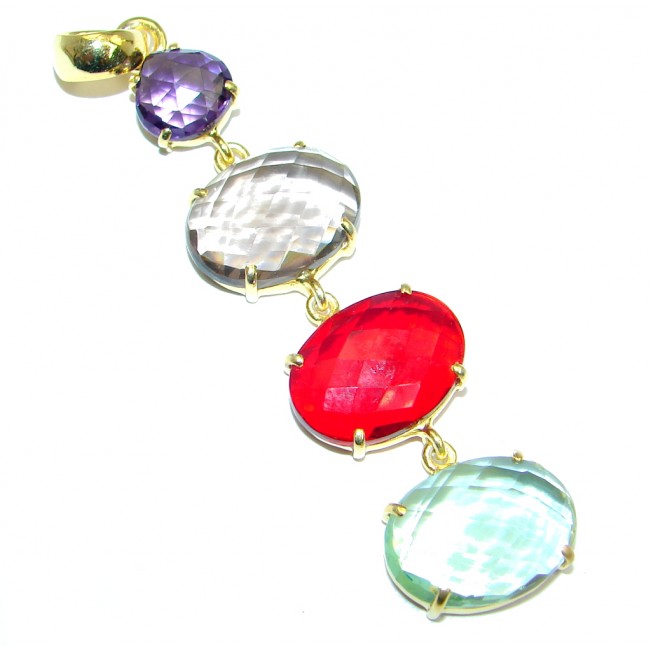 Stylish simulated Multigem Gold plated over Sterling Silver Pendant