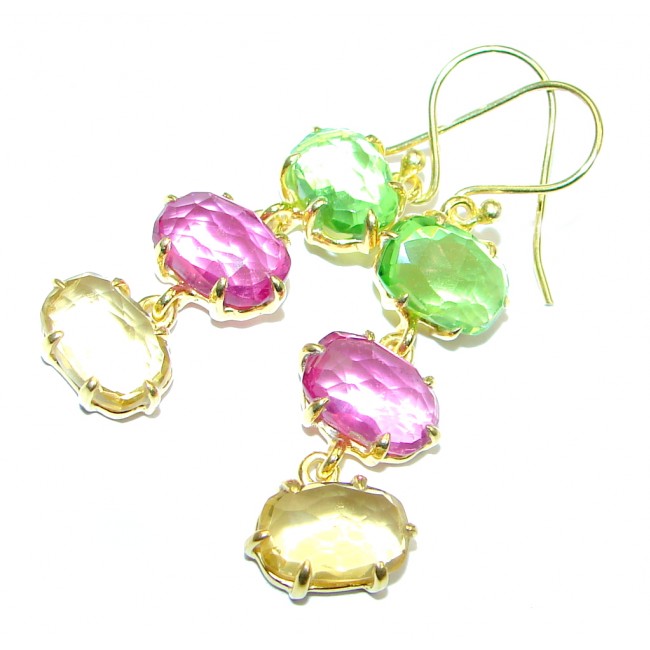 Luxury simulated Multigem Gold plated over Sterling Silver handmade earrings