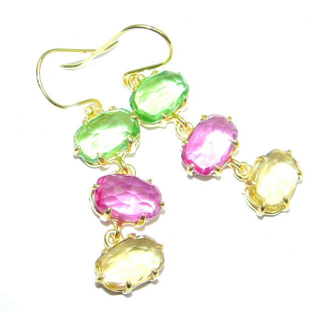 Luxury simulated Multigem Gold plated over Sterling Silver handmade earrings