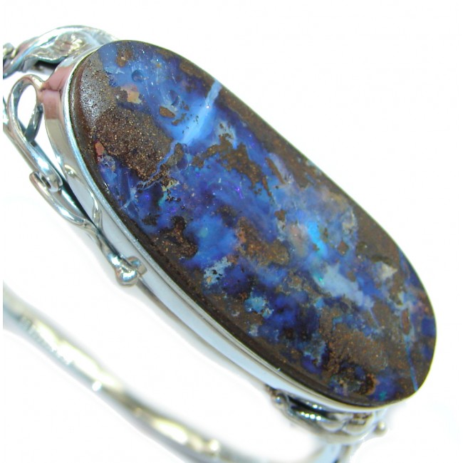 Norwegian Northern Lights Boulder Opal handmade Sterling Silver Bracelet / Cuff