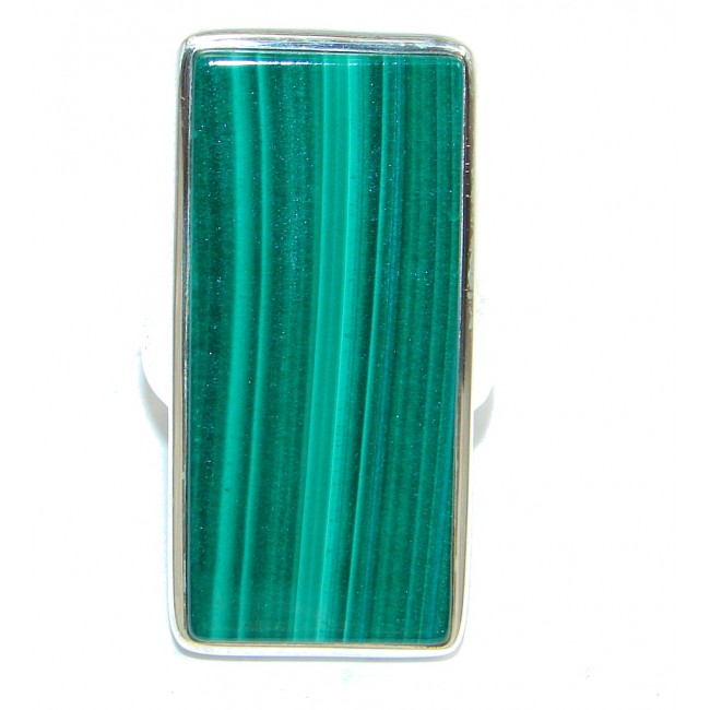 Big Natural AAA Green Malachite Sterling Silver ring s. 7 1/4