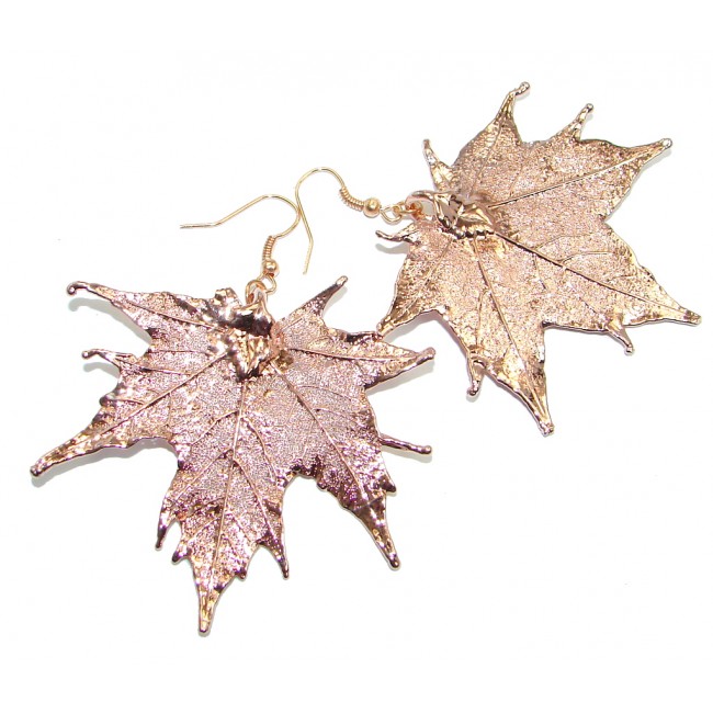 Real Leaves Deep In Copper Sterling Silver earrings