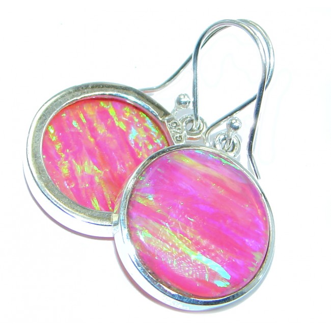 Pink Lab. Fire Opal Sterling Silver handmade earrings