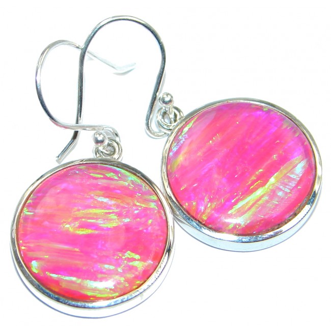 Pink Lab. Fire Opal Sterling Silver handmade earrings