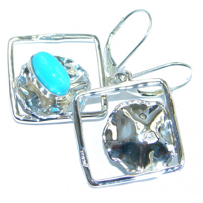 Genuine Sleeping Beauty Turquoise Sterling Silver handcrafted Earrings