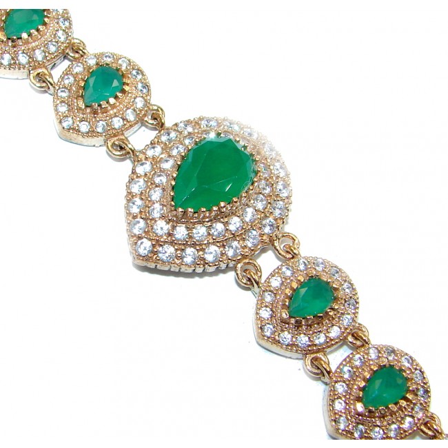 Victorian Style created Emerald & White Topaz Sterling Silver Bracelet