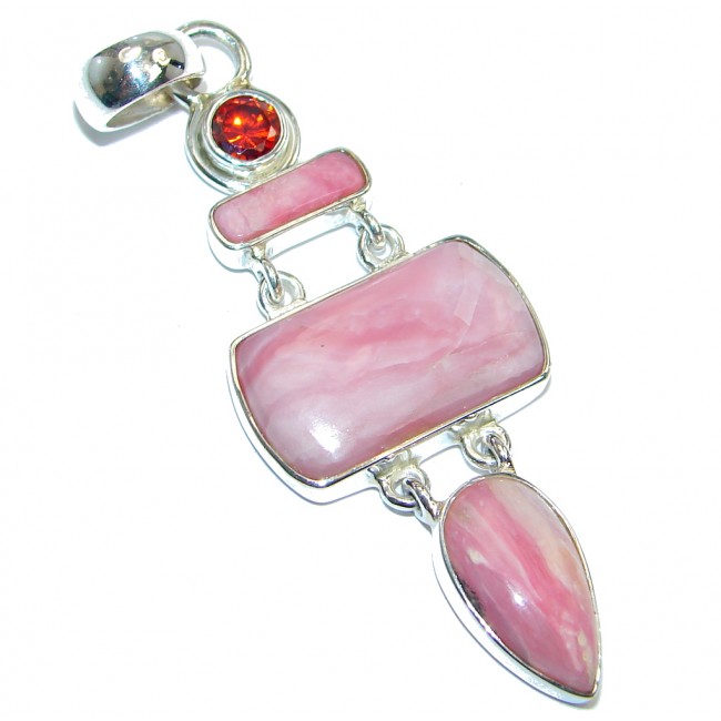 Luxurious Pink Opal Garnet Sterling Silver handmade Pendant