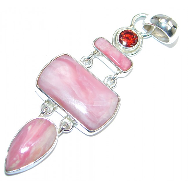 Luxurious Pink Opal Garnet Sterling Silver handmade Pendant
