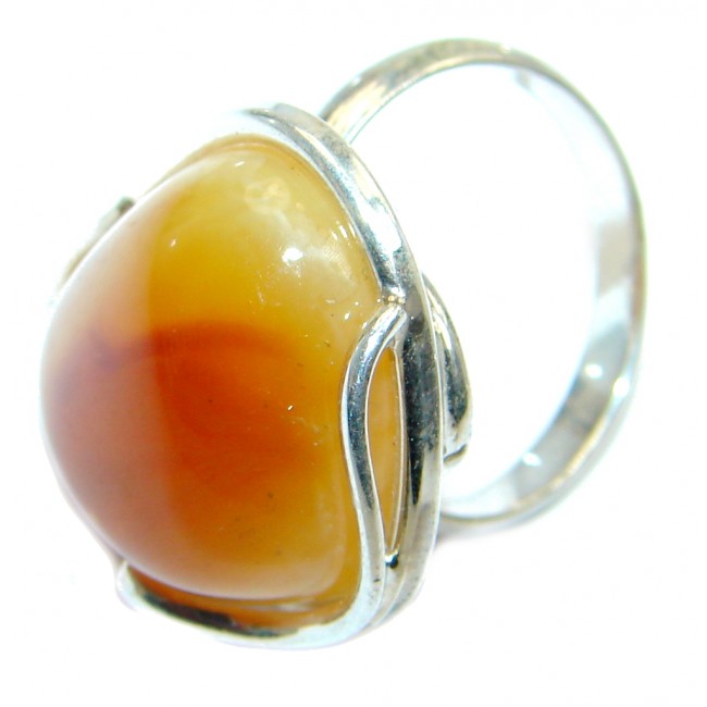 Genuine Butterscotch Baltic Polish Amber Sterling Silver handmade Ring size 6 1/2
