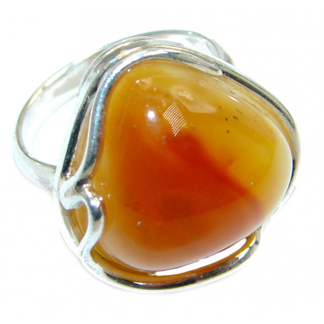 Genuine Butterscotch Baltic Polish Amber Sterling Silver handmade Ring size 6 1/2
