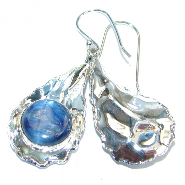Simple Beauty Kyanite hammered Sterling Silver earrings
