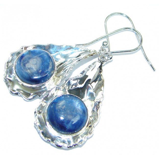Simple Beauty Kyanite hammered Sterling Silver earrings