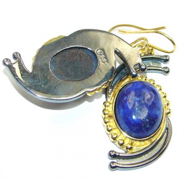 Exclusive genuine Lapis Lazuli Gold plated over Sterling Silver earrings