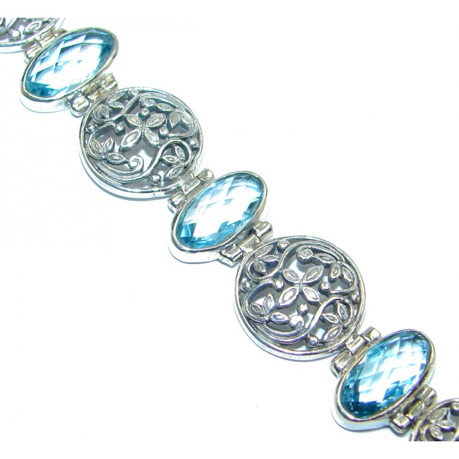 Blue Ocean Blue Topaz Sterling Silver handcrafted Bracelet