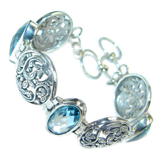 Blue Ocean Blue Topaz Sterling Silver handcrafted Bracelet