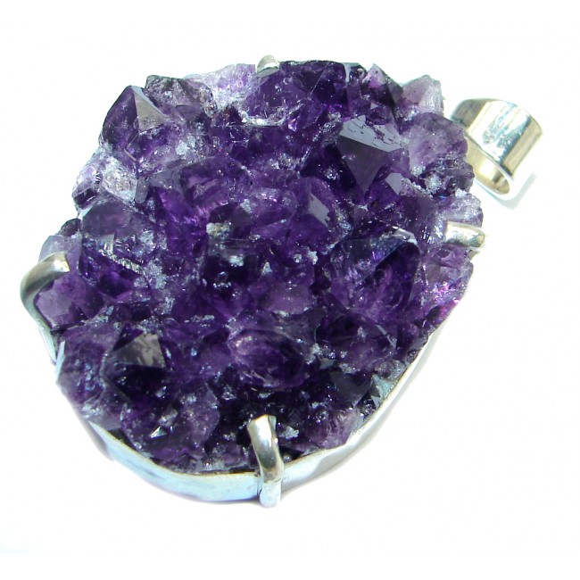 Big Fashion Purple Amethyst Cluster Sterling Silver Pendant