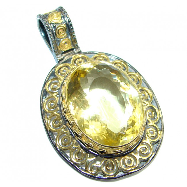 Citrine Gold Rhodium plated over Sterling Silver handmade Pendant