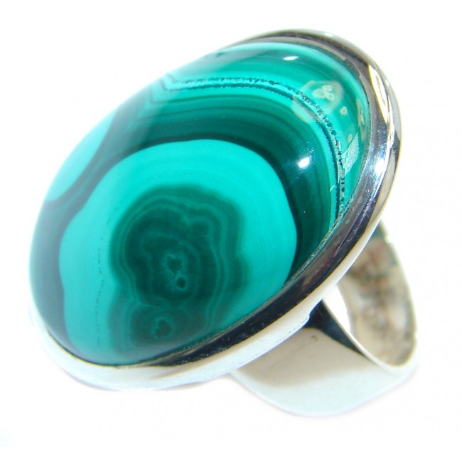 Natural AAA Green Malachite Sterling Silver ring s. 8 1/4