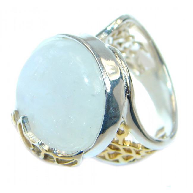 Fire Moonstone Gold plated over Sterling Silver handmade ring size adjustable