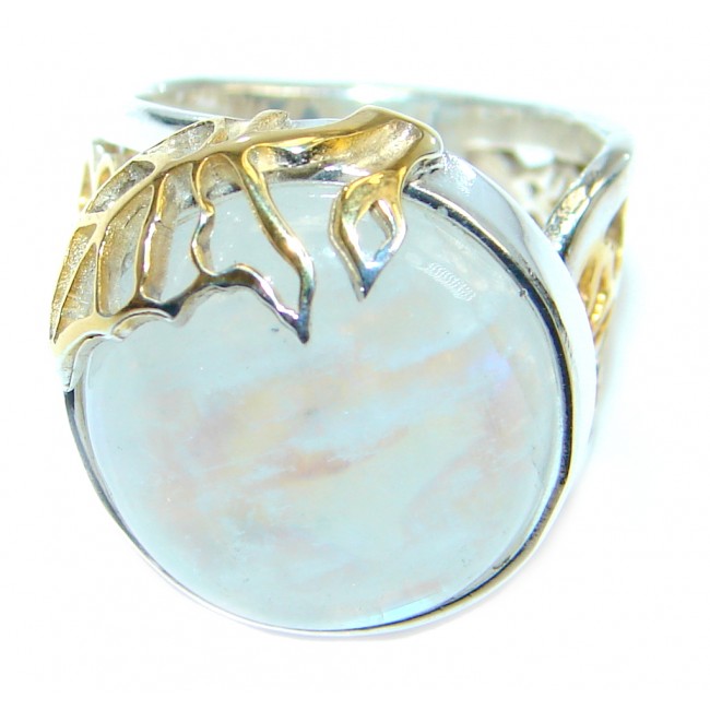 Fire Moonstone Gold plated over Sterling Silver handmade ring size adjustable