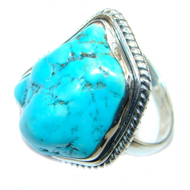 Sleeping Beauty Blue Turquoise Sterling Silver Ring s. 10 1/2