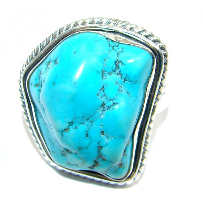Sleeping Beauty Blue Turquoise Sterling Silver Ring s. 10 1/2