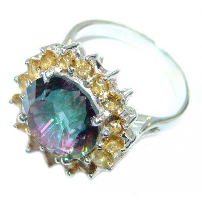 Exotic Rainbow Magic Topaz Sterling Silver Ring s. 8 1/2