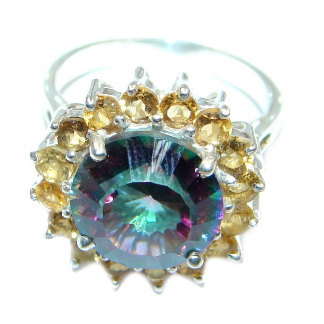 Exotic Rainbow Magic Topaz Sterling Silver Ring s. 8 1/2