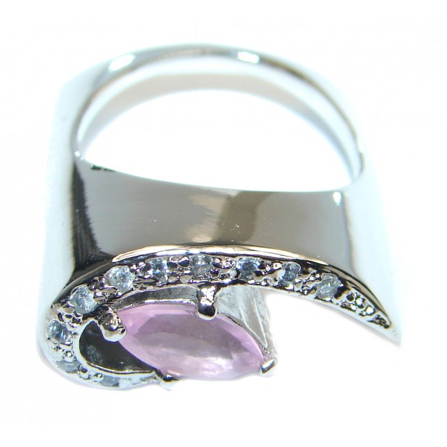 Genuine Pink Amethyst Sterling Silver handmade ring size 5 3/4