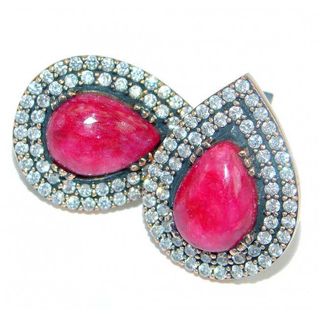 Trendy Fashion Ruby copper plated over Sterling Silver handmade earrings