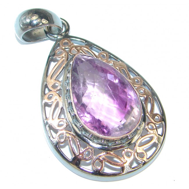 Genuine Purple Amethyst Rose Gold Rhodium plated over Sterling Silver Pendant