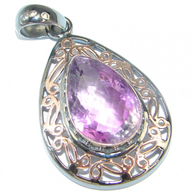 Genuine Purple Amethyst Rose Gold Rhodium plated over Sterling Silver Pendant