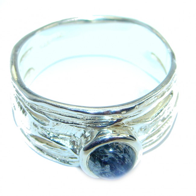 Blue Aura Fire Labradorite Sterling Silver ring size 8